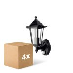 Monipakkaus 4x D'Lite Seinävalaisin Helora Musta | IP44 - Sopii 1x E27 - Liiketunnistin