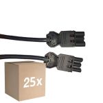 Monipakkaus 25x Noxion GST - Yhteensopiva Jatkojohto Musta - Uros + Nainen - 3m - 3 pole 1,5mm2