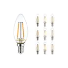 Monipakkaus 10x Noxion Lucent LED E14 Kynttilä Filament Kirkas 2.5W 250lm - 827 Erittäin Lämmin Valkoinen | Himmennettävä - Korvaa 25W