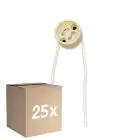 Monipakkaus 25x Universal GU10 Kanta - Universele GU10 Fitting - Valkoinen 0.1m - 2 pole 0.5mm2 (Varten Noxion)